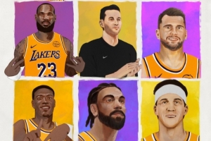 新赛季来了！湖人官推发布阵容漫画图：雷迪克+东詹领衔 17名球员