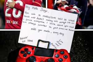 阿诺德写卡片纪念若塔：永远记得我们的美好时光，每天都在想念你